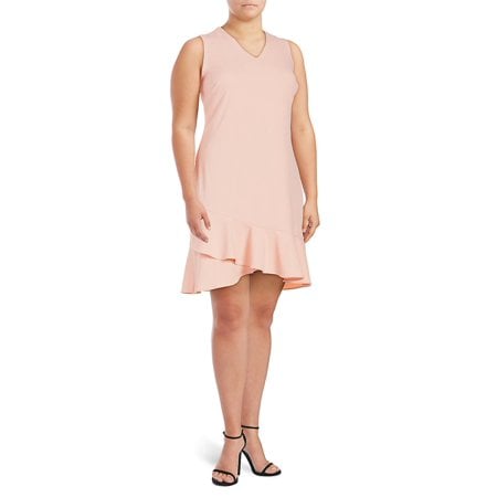 Calvin Klein V-Neck Ruffled Hem Dress