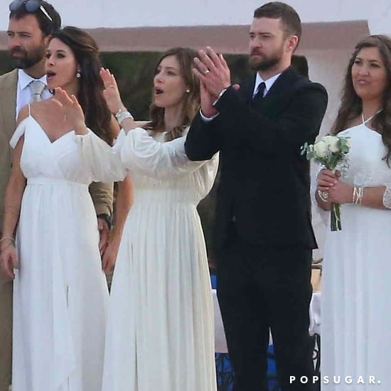 Jessica Biel's White Wedding Guest Dress