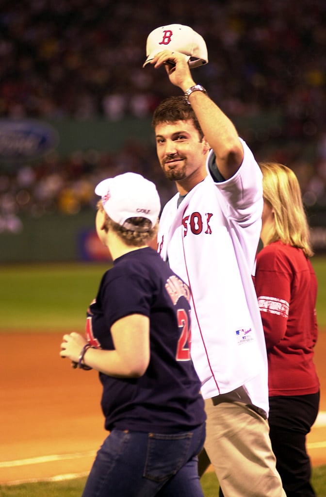 Ben Affleck threw the first pitch for his hometown team, the Boston Red Sox, in August 2003.