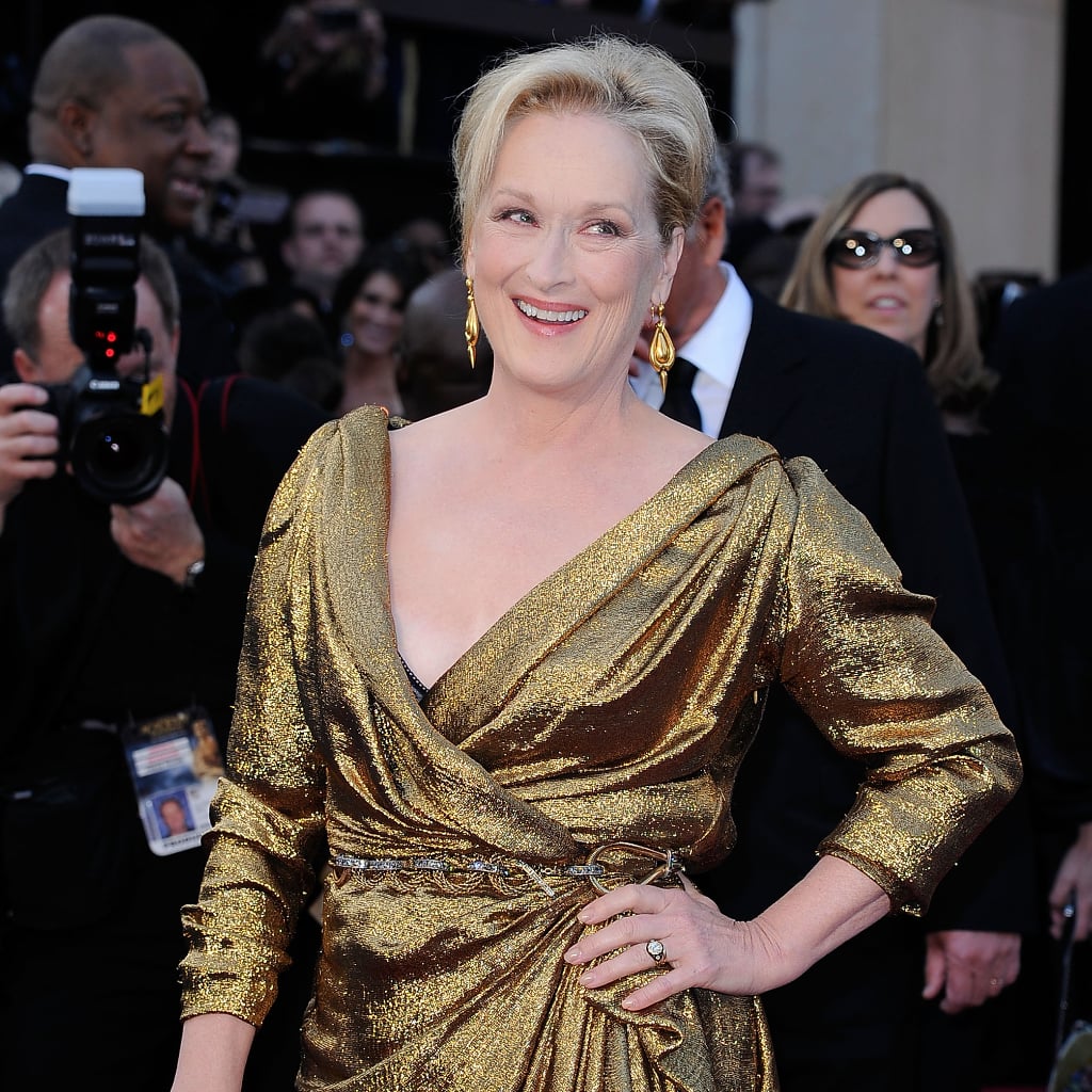 Meryl streep gold dress hotsell