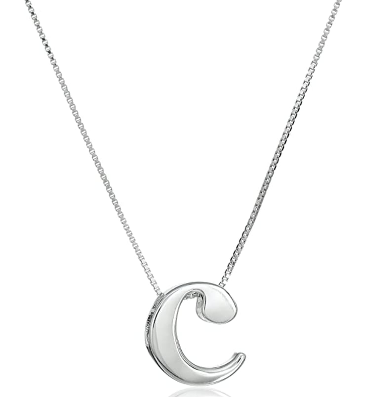 Amazon Essentials Sterling Silver Slide  Initial Pendant Necklace