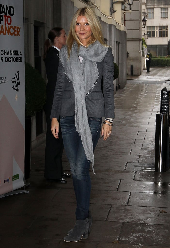 Gwyneth Paltrow Wearing a Blazer and Scarf