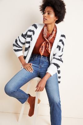 Line & Dot Zebra Eyelash Cardigan