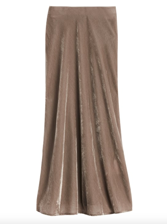 Petite Velvet Midi Slip Skirt