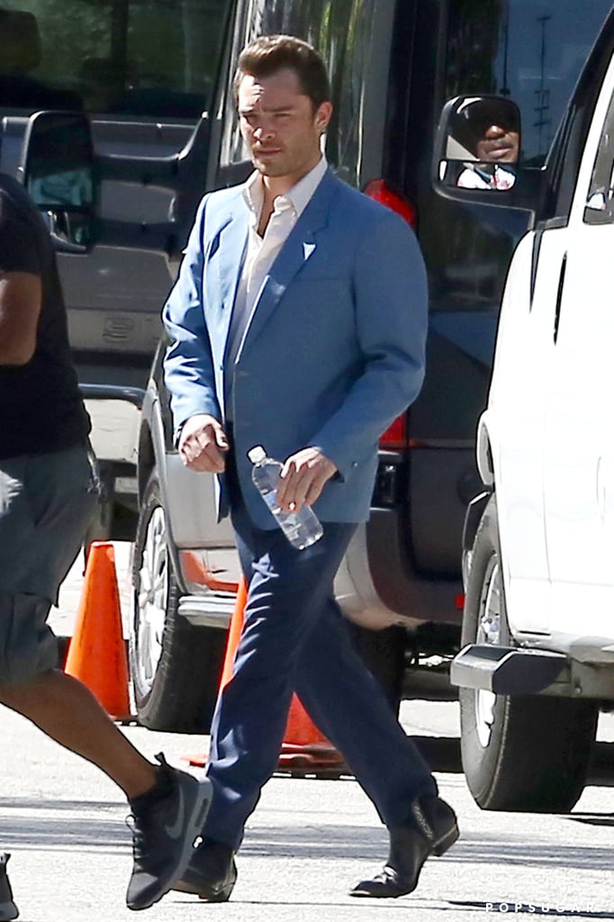 Ed Westwick looked sharp on the set of L.A. Crime, his new pilot for ABC, in LA on Wednesday.