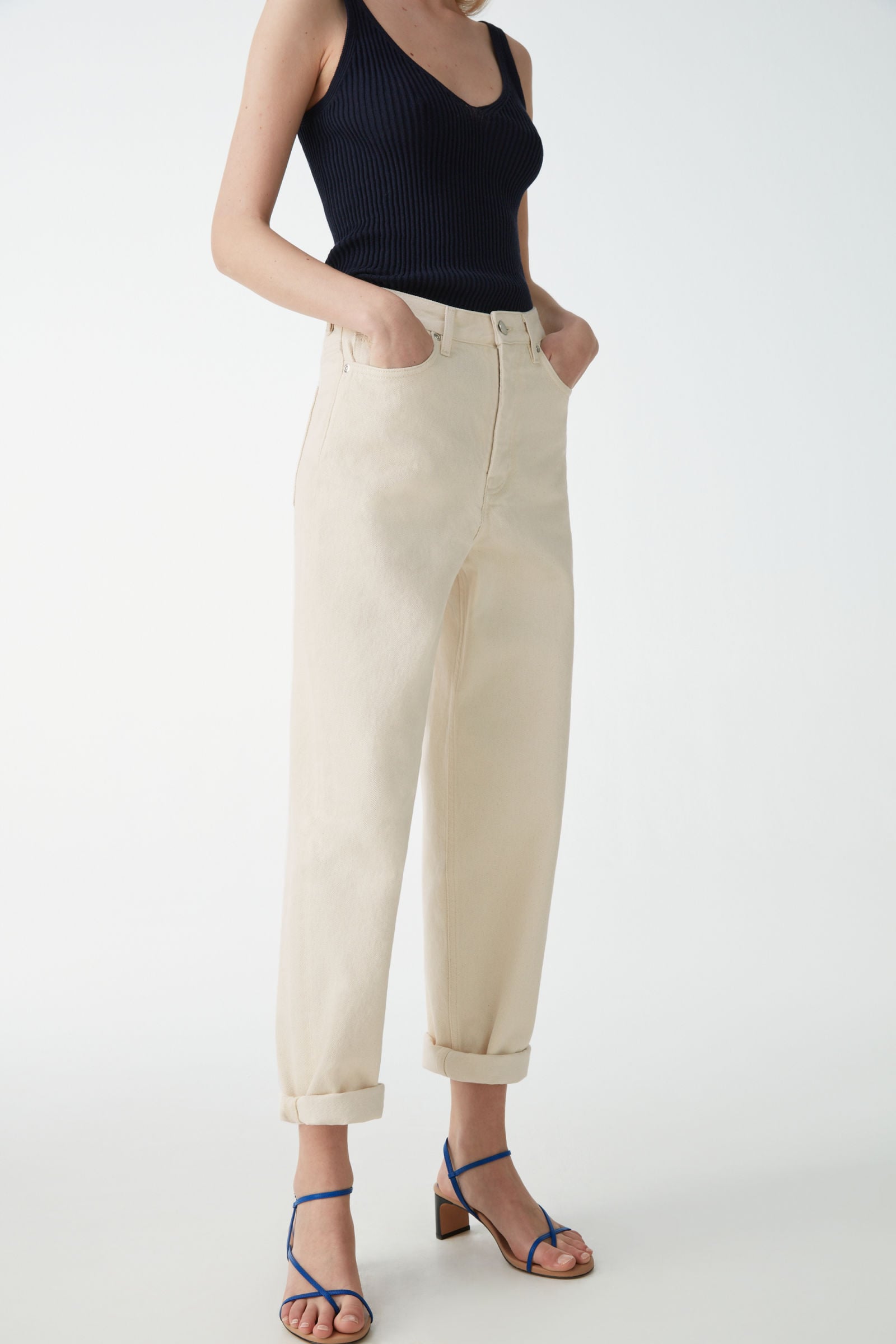 cos high waisted tapered jeans