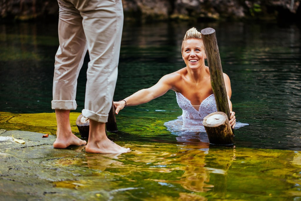 Underwater Trash-the-Wedding-Dress Shoot