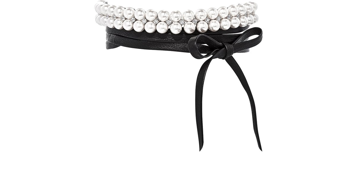 Fallon Women's Monarch Pearl Leather Wrap Choker-Colorless ($350) | Tie ...