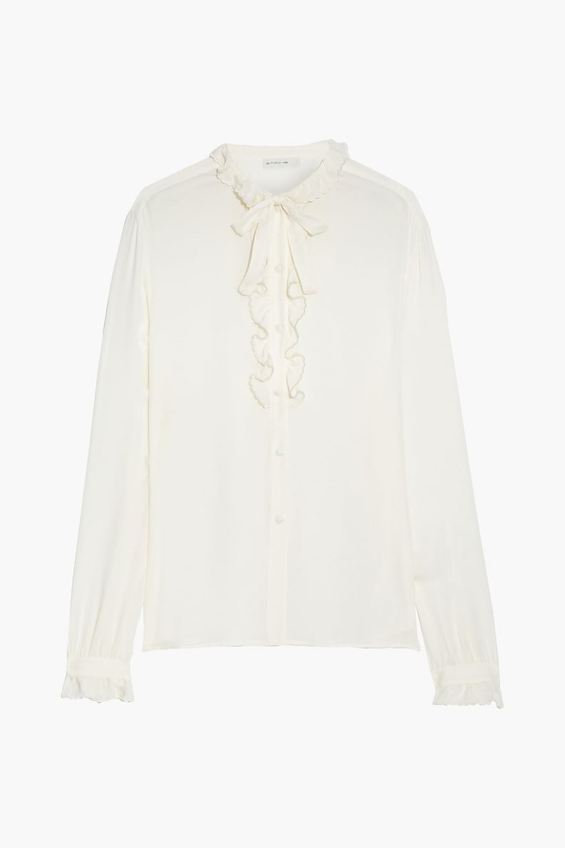 Etro Pussy-Bow Ruffle-Trimmed Silk Crepe de Chine Blouse