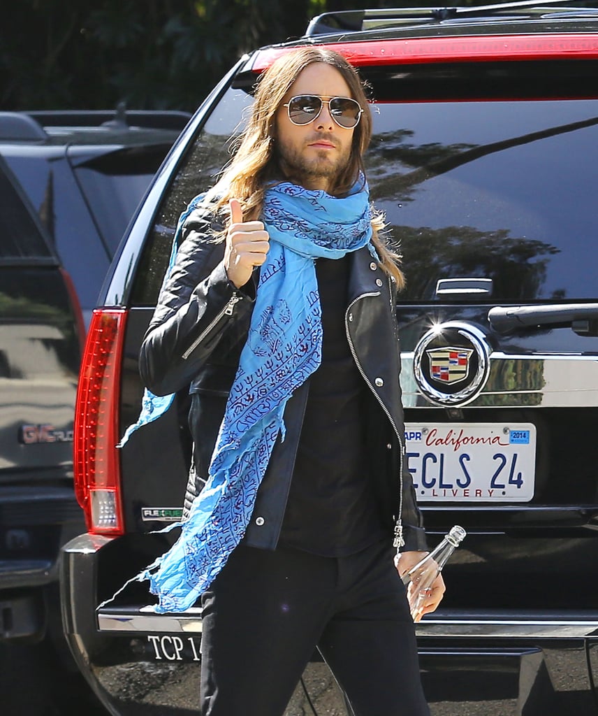 Jared Leto flashed a thumbs up while walking around LA on Tuesday.