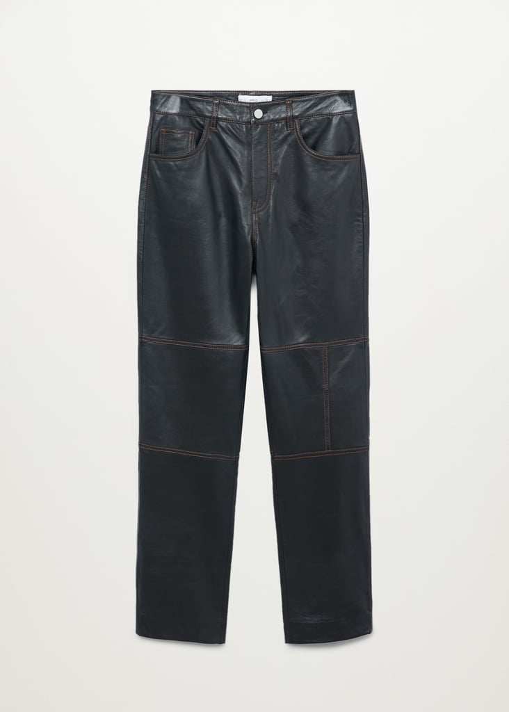 Mango Straight-Fit Leather Pants