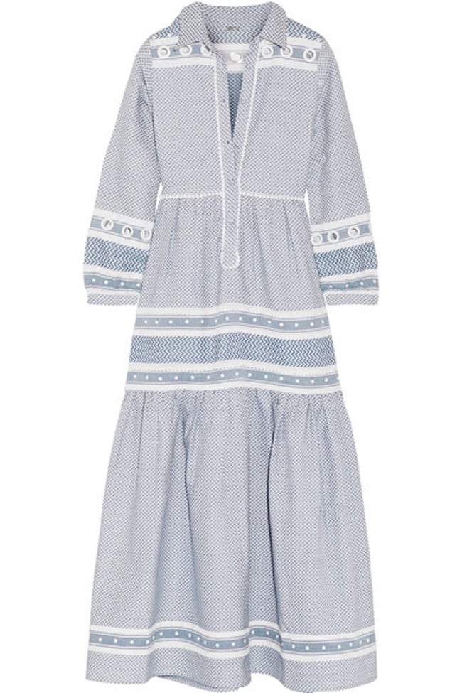 Dodo Bar Or Embellished Cotton-Jacquard Maxi Dress - Blue