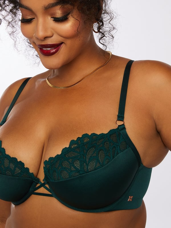 Savage Not Sorry Half Cup Bra with Lace in Green, Rihanna Is the New  Santa, OK? Savage x Fenty's Festive Lingerie Collection Is H-O-T