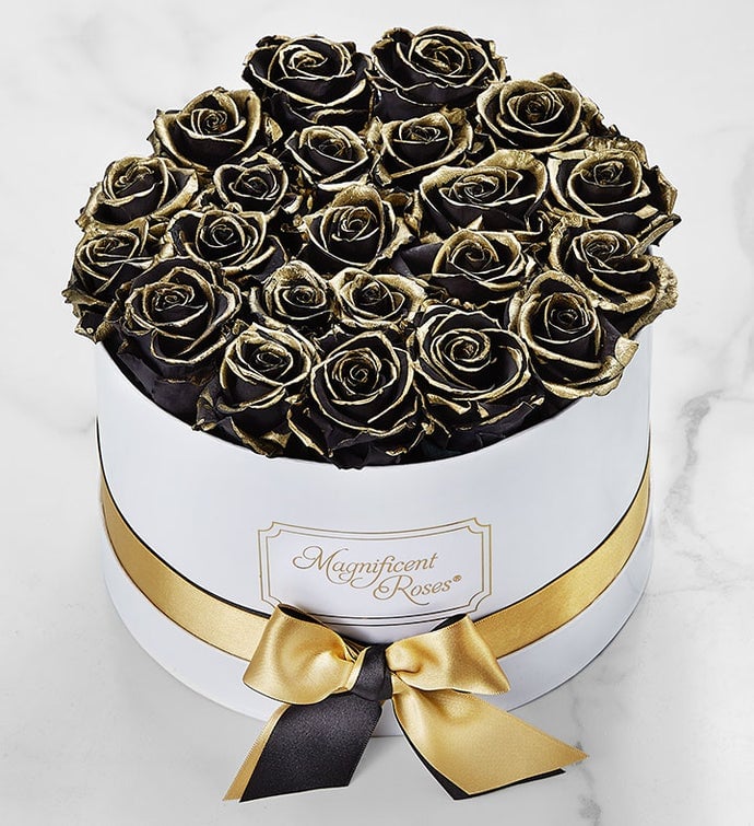 Magnificent Roses Preserved Gold Kissed Roses
