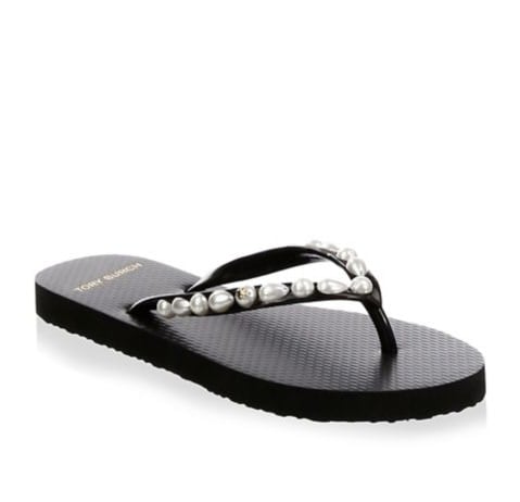 tory burch sandals with pearls