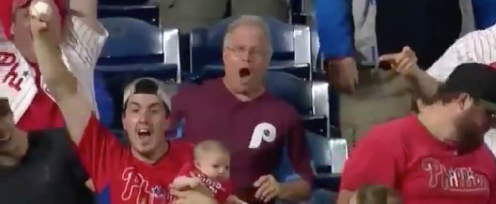 You'll Bite ALL Your Nails Watching This Dad Catch a Home Run While Holding His Baby