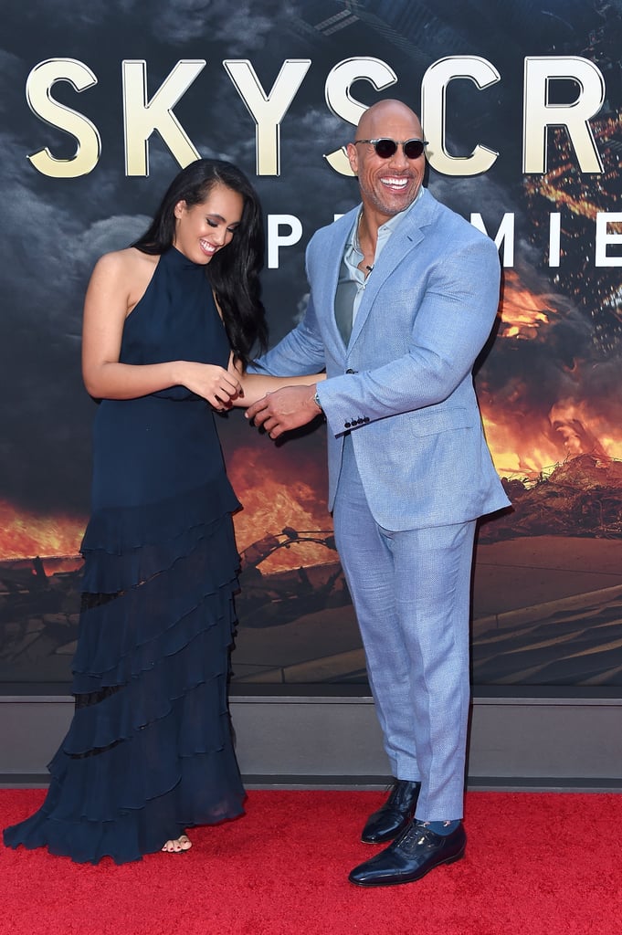 Dwayne Johnson and Daughter at Skyscraper Premiere