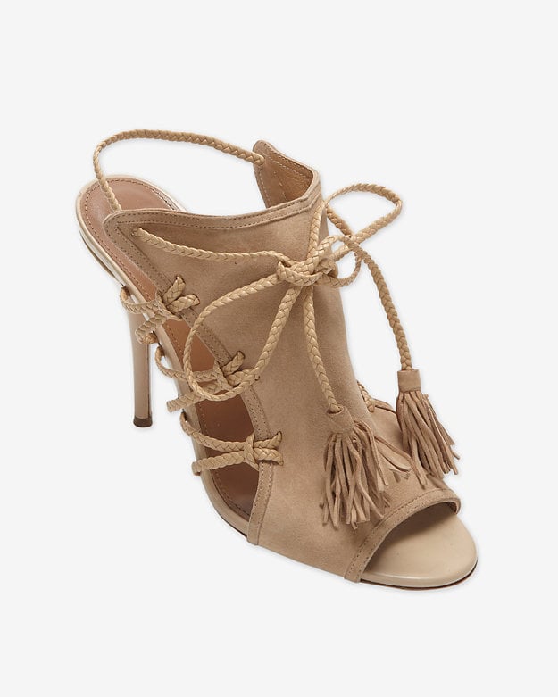 Aquazzura Tan Suede Braided Rope High Heel Sandals ($625)