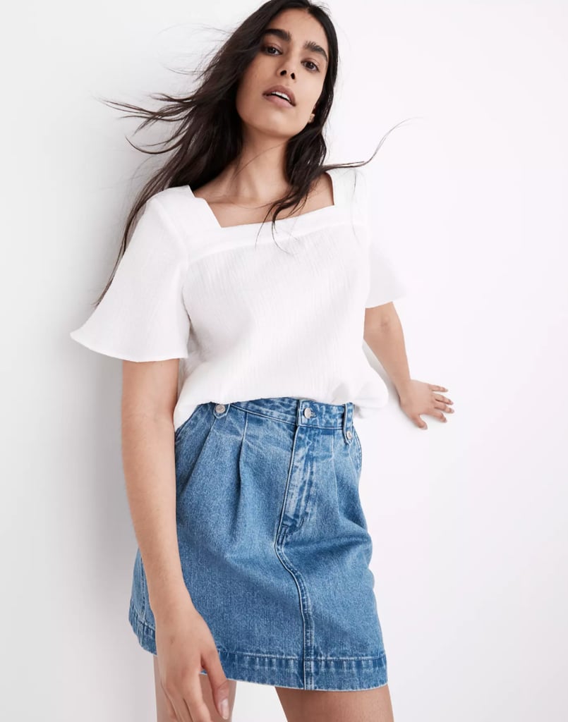 Madewell Denim Pleated Mini Skirt