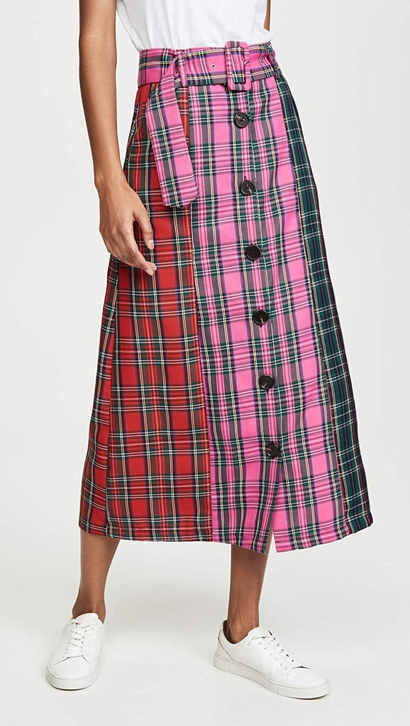 English Factory Colorblock Tartan Skirt