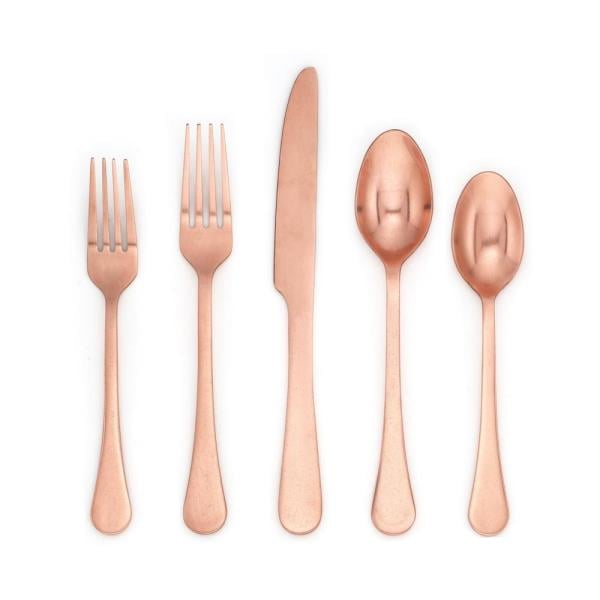 Cambridge Katni 20-Piece Rumbled Copper Flatware Set