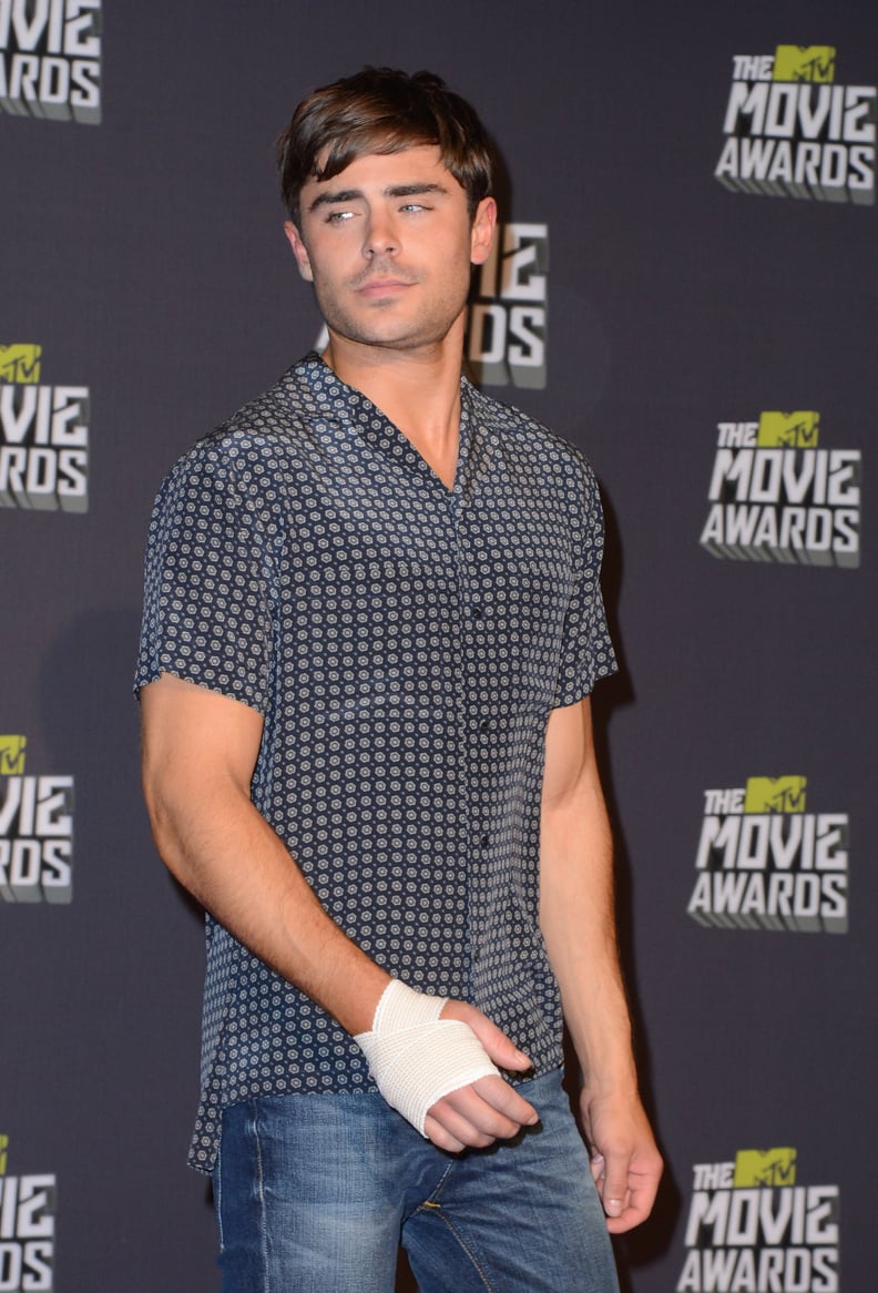 It was three years before he returned to the MTV Movie Awards in 2013. And he had a broken hand!