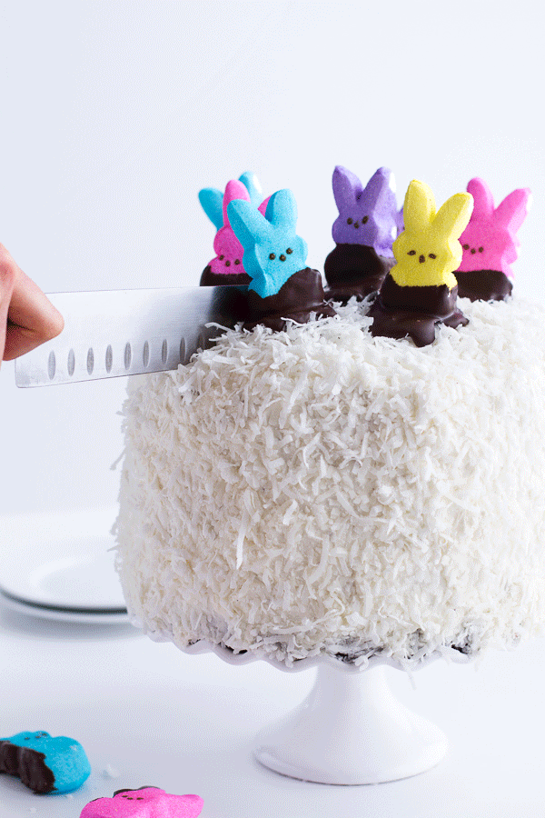 Coconut Chocolate Cake With Peeps