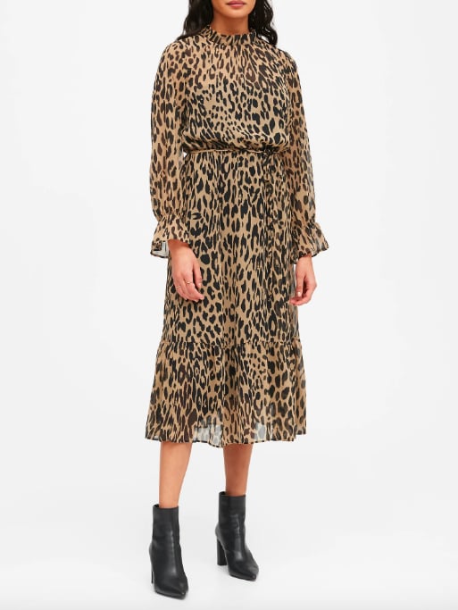 Print Sheer Midi Dress