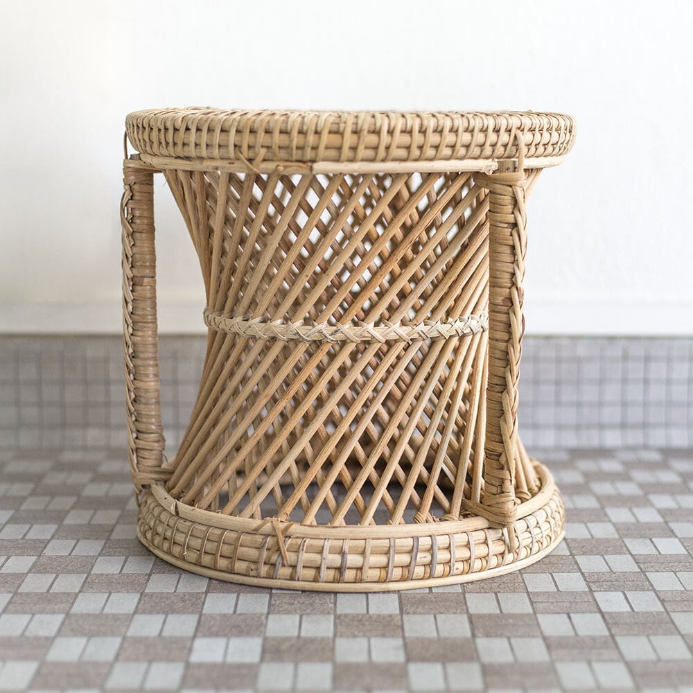 Freckle Pots Rattan Spiral Planter Stool