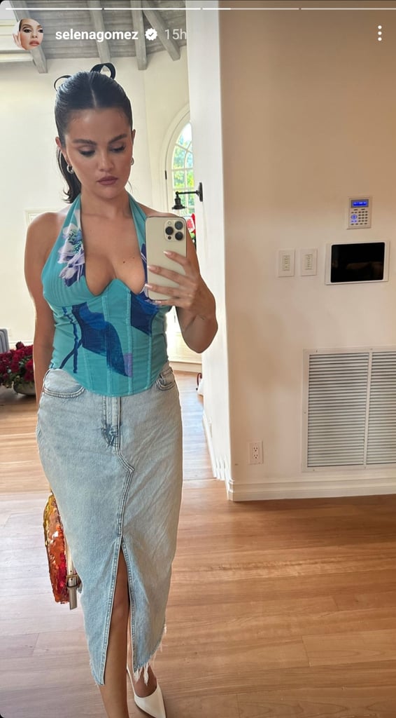 Selena Gomez Wears a Corset Top With a Plunging Neckline