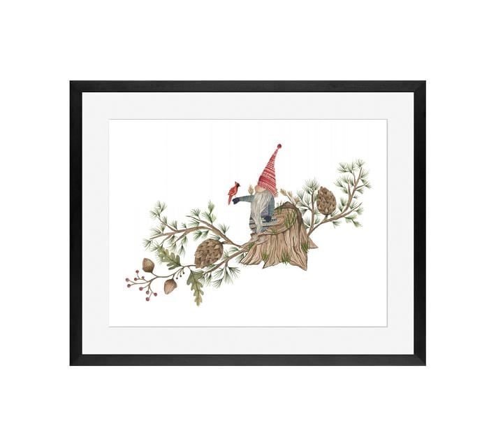 Forest Gnomes With Cardinal Framed Print