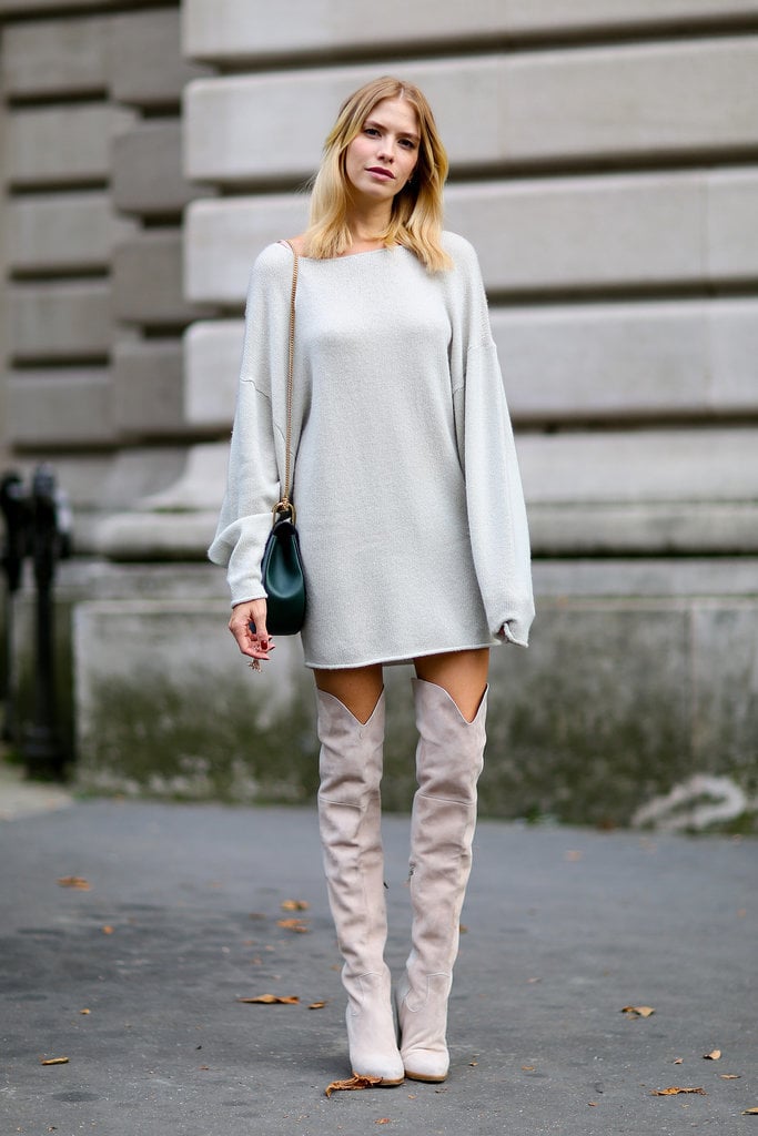 Over-the-knee boots were a recurring trend outside the Spring 2015 shows.