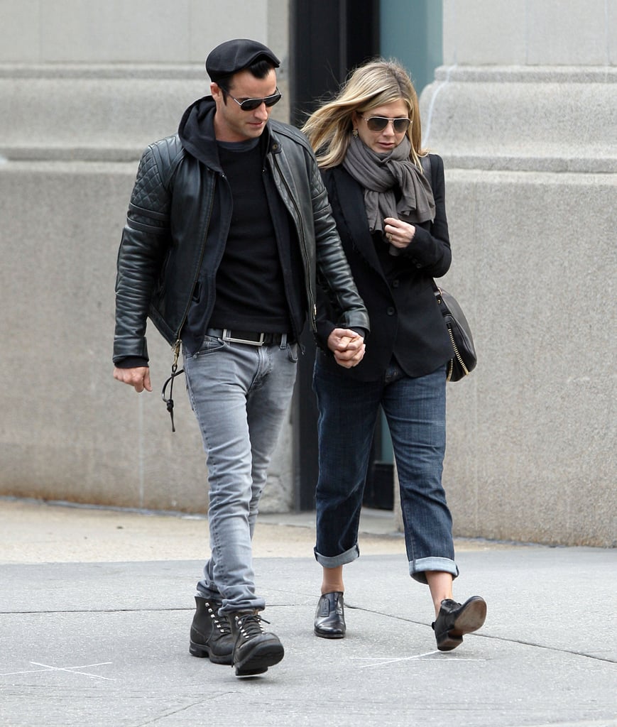 Jennifer and Justin layered up for a loved-up walk through NYC in September 2011.