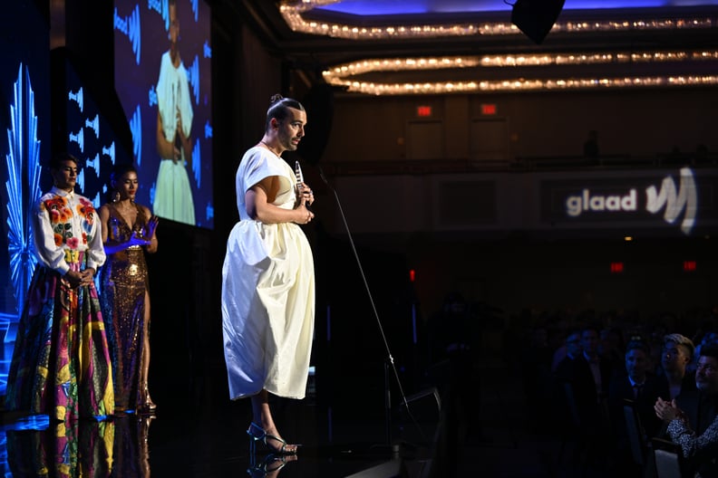 NEW YORK, NEW YORK - MAY 13:  Jonathan Van Ness appears on stage during the 34th Annual GLAAD Media Awards at New York Hilton on May 13, 2023 in New York City. (Photo by Bryan Bedder/Getty Images for GLAAD)