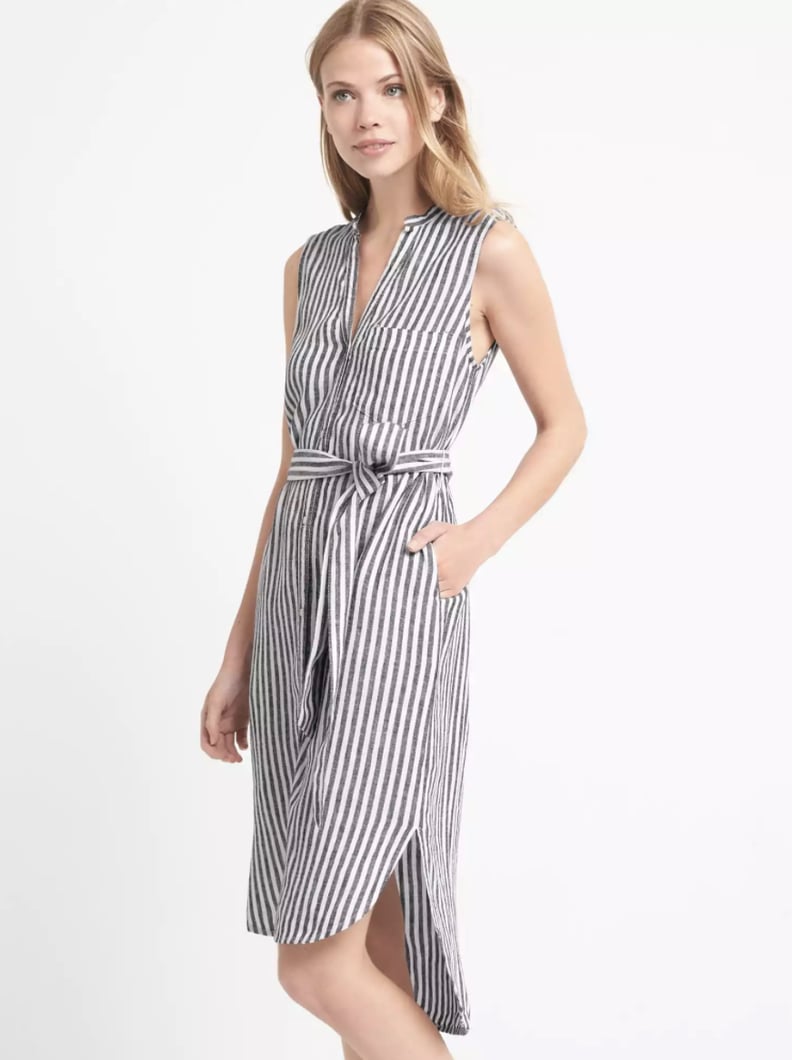 Gap Linen Sleeveless Stripe Shirtdress