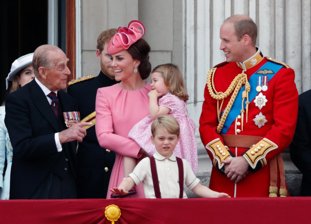 He chatted with William, Kate, and little Charlotte at Trooping the Colour in 2017.