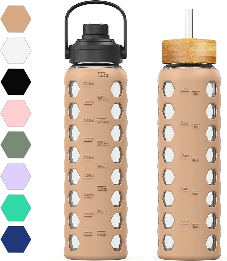 Glass Water Bottle With Changeable Lids