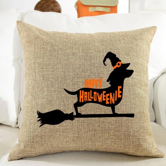 Happy Halloweenie Weenie Dog Pillow Cover