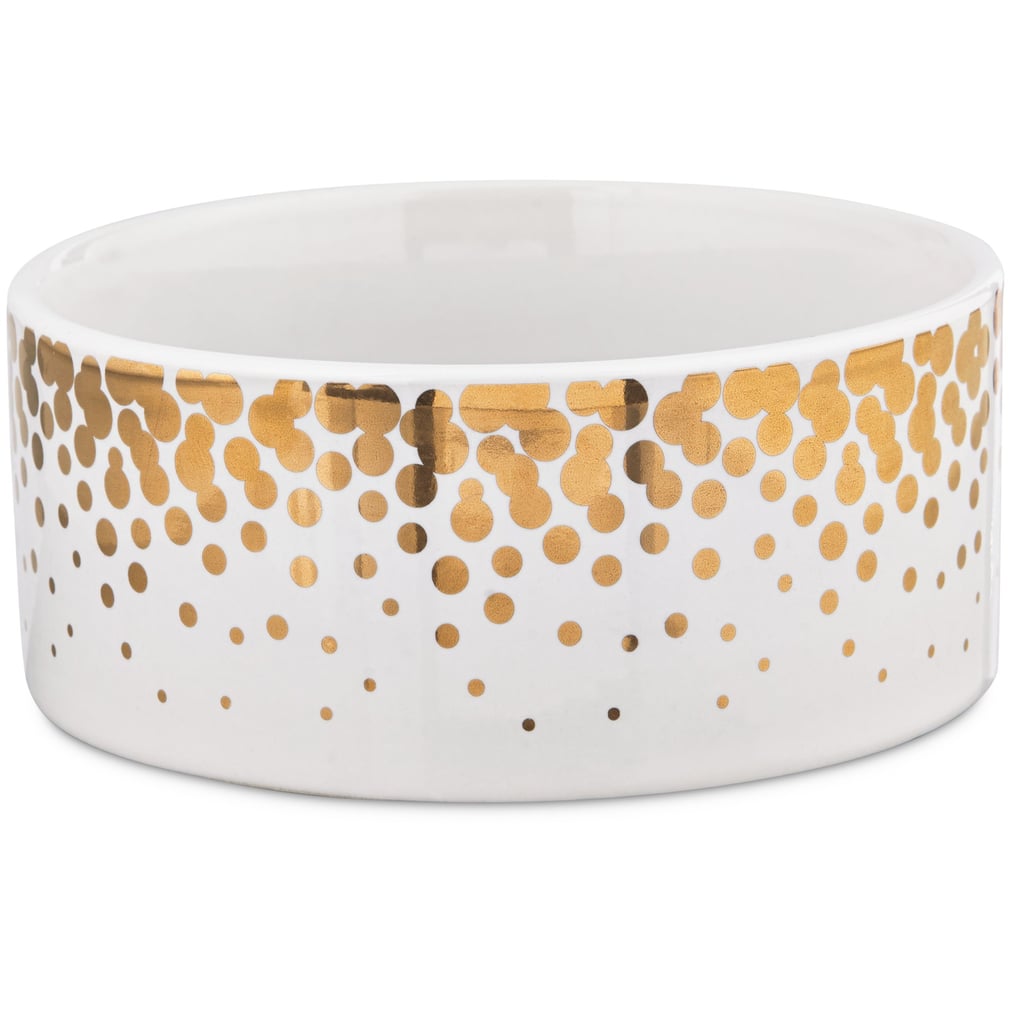 Harmony Heart Print Brown Ceramic Dog Bowl
