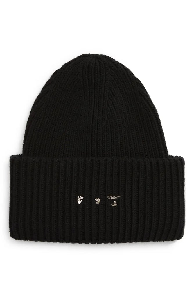 Hat Tip: Off-White Logo Plaque Rib Wool Beanie