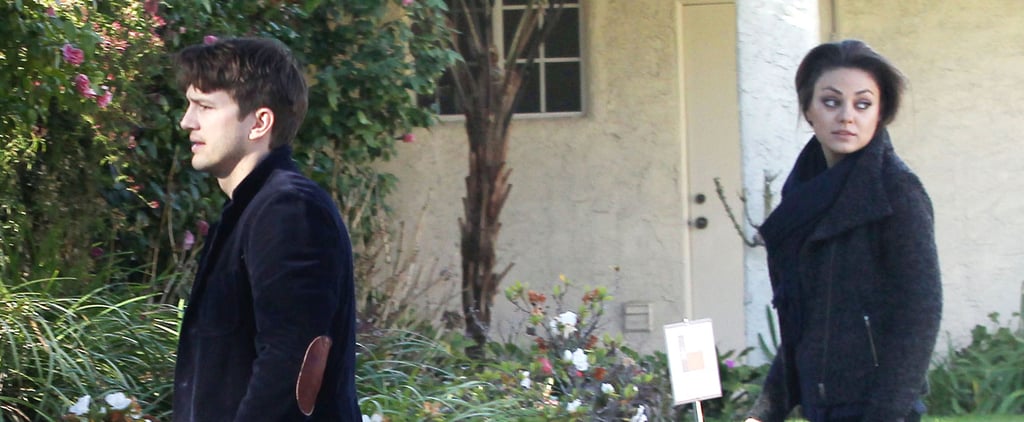 Ashton Kutcher and Mila Kunis Walking Their Dogs