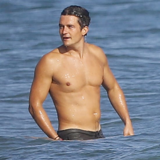 Orlando Bloom Shirtless at Beach October 2015