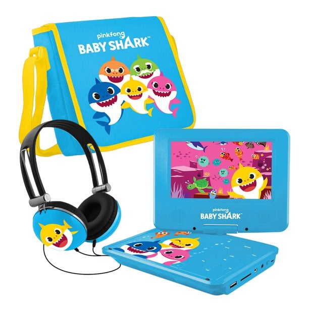 Pinkfong Baby Shark Portable DVD Player with Matching Headphones + Carrying Bag