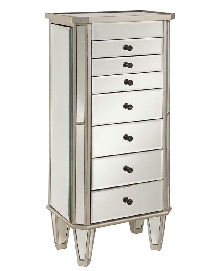 Powell Jewelry Armoire Wood, Silver Mirrored Best Mirrored Furniture