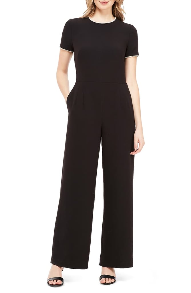 Gal Meets Glam Collection Pearl Trim Jumpsuit