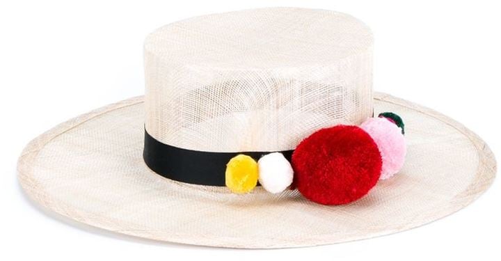 Natasha Zinko Pom Pom Trim Straw Hat ($553)