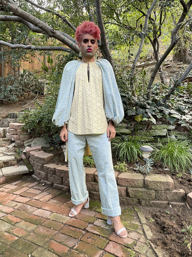 ALOK wanted their first look to "embody a private oasis, a secret garden: an homage to the interior, intimate reflective work so many of us have had to do during quarantine."
POPSUGAR: What's it like to participate in Fashion Week virtually, if you had to summarize it in a few short words?
ALOK: A sign of the times.
PS: How do you approach styling an outfit for Fashion Week?
ALOK: I begin every outfit with an idea or a feeling. Styling a look is about materializing an abstract concept. That's why I love fashion – it makes ideas real.