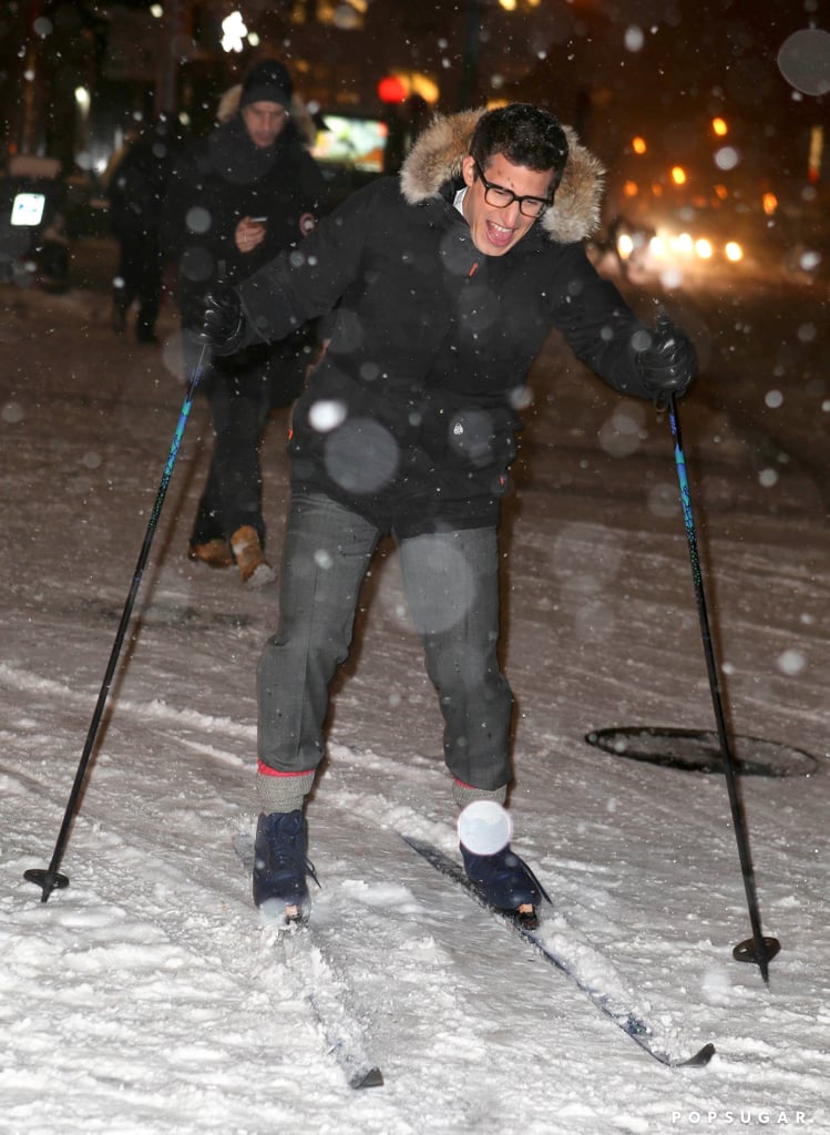 Andy Samberg Skiing on the Streets in NYC