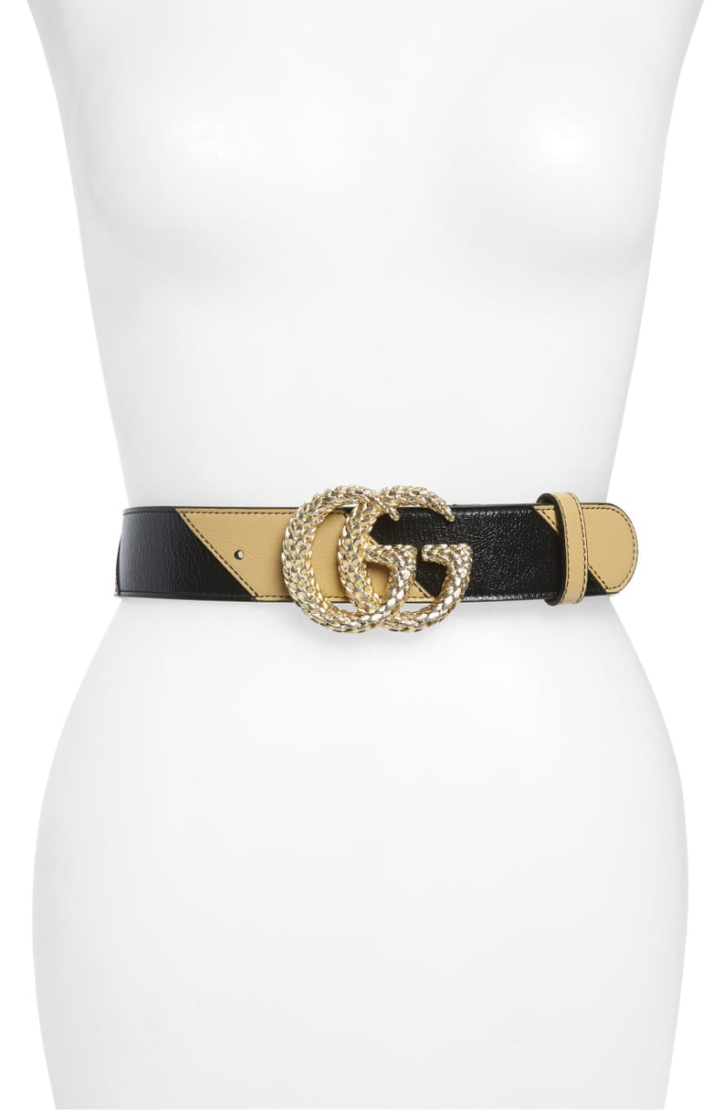 Gucci Logo Buckle Matelassé Leather Belt