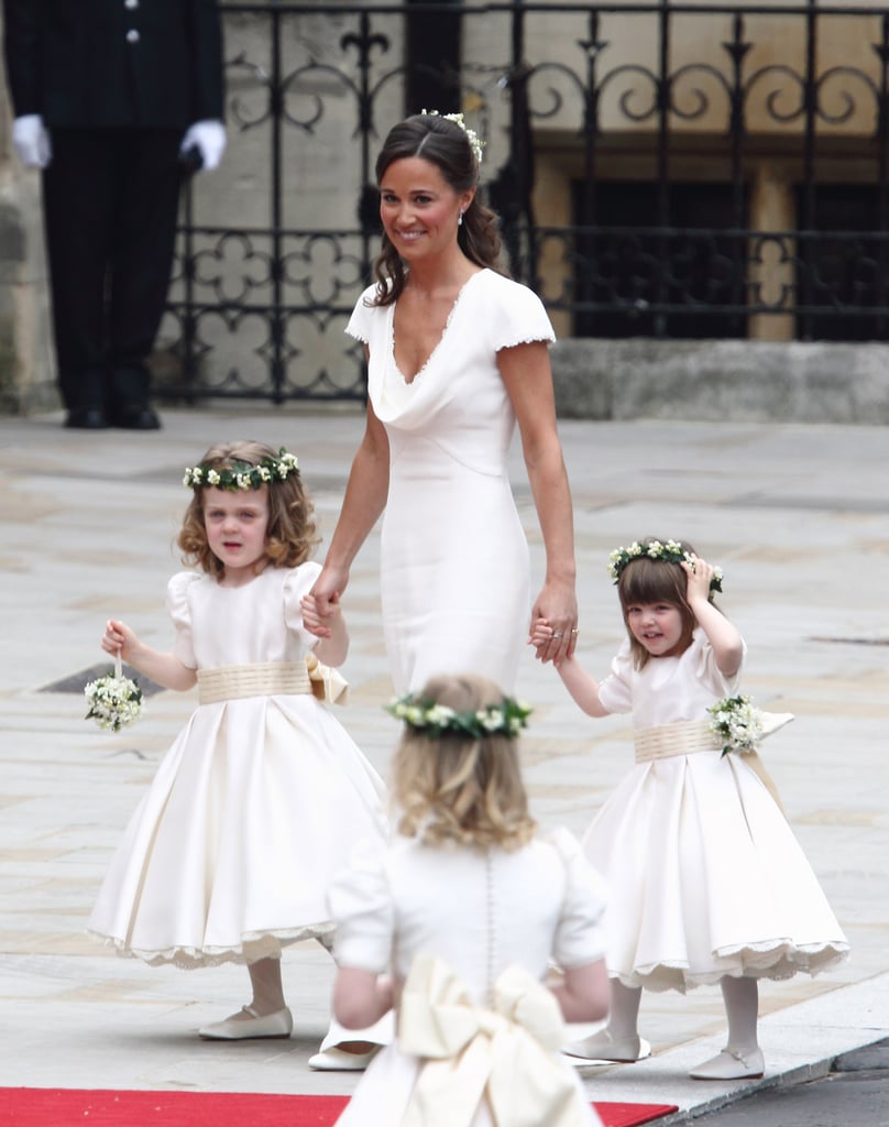 Pippa Wearing Her White Alexander McQueen Bridesmaid Dress at the Royal Wedding in 2011